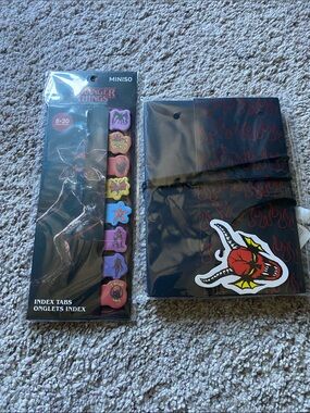 Miniso Stranger Things Kids Purple & Pink Index Tabs and Sticker Set